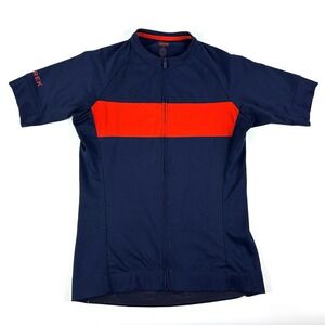 Trek Circuit LTD Cycling Jersey Womens M Navy Blue Red UV 50 Fit Cut Silicone‎